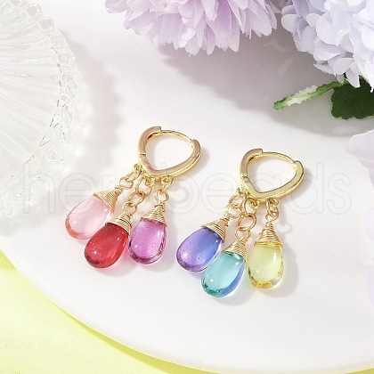 Gradient Color Baking Paint Transparent Glass Dangle Hoop Earrings EJEW-JE06360-1