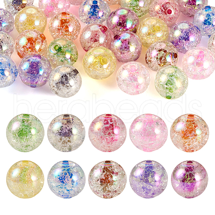 30Pcs 10 Colors Transparent Crackle Acrylic Beads MACR-TA0001-37-1
