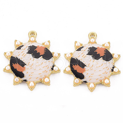 Rack Plating Printed Alloy Pendants ENAM-Q445-010C-NR-1