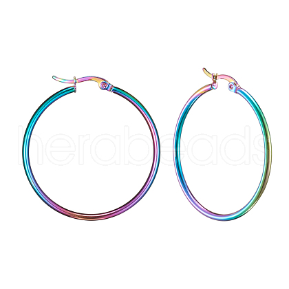 304 Stainless Steel Big Hoop Earrings EJEW-F105-07M-1