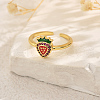 Fruit Themes Brass Pave Cubic Zirconia Cuff Open Rings for Women FC9265-9-1