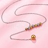 304 Stainless Steel Round Beaded Cable Chain Necklaces NJEW-D319-02A-GP-3