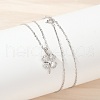 925 Sterling Silver Pave Clear Cubic Zirconia Clover Pendant Necklaces for Women NJEW-G168-01P-3