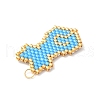 Handmade Glass Seed Beaded Cat Shape Pendants PALLOY-MZ00604-02-3