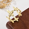 Flower Brass Cuff Rings for Women RJEW-B119-07G-2