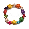Synthetic Turquoise Beaded Stretch Bracelets for Men Women BJEW-TA00643-2