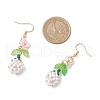Flower 304 Stainless Steel Glass Seed Beads Dangle Earrings EJEW-MZ00470-6