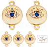 Beebeecraft Brass Micro Pave Clear & Royal Blue Cubic Zirconia Connector Charms KK-BBC0002-62-1