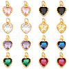 AHADERMAKER 16Pcs 8 Colors Real 18K Gold Plated Brass Inlaid Cubic Zirconia Charms FIND-GA0002-34-1