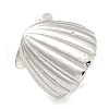 Shell Shape 304 Stainless Steel Open Cuff Finger Rings for Women RJEW-P114-02P-1
