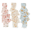 AHADERMAKER 3 Rolls 3 Styles Flower Printed Polyester Frayed Fringe Ribbon OCOR-GA0001-86-1