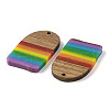 Pride Rainbow Theme Resin & Walnut Wood Pendants WOOD-K012-02-2