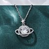 Brass Micro Pave Cubic Zirconia Star Pendant Necklaces for Women NJEW-S447-01P-2