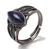 Natural Lapis Lazuli Horse Eye Adjustable Rings RJEW-K271-05R-09-2