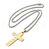 Cross with Word 304 Stainless Steel Pendant Necklace with Box Chains NJEW-F319-02G-2