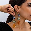 Teardrop with Oval Zinc Alloy Dangle Stud Earrings FS-WG9D9B9-01-1