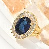 Brass Micro Pave Cubic Zirconia Adjustable Cuff Open Rings for Women RJEW-C131-01G-3