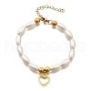 304 Stainless Steel Heart Charm Bracelets for Women BJEW-C098-09G-4