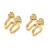 Brass Micro Pave Clear Cubic Zirconia Cuff Earrings EJEW-K309-02G-4