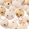 80Pcs 4 Style Natural Wood European Beads WOOD-LS0001-37-3