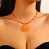 Summer Beach Natural Shell Pendant Glass Seed Beaded Necklaces for Women FS-WGEF253-08-1