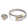 Stainless Steel Wire Twist Bangles & Cuff Rings Sets FS-WG3AC7D-01-5
