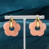 Brass Resin Flower Hoop Earrings for Women EJEW-U038-01G-2