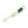 Faceted Round Natural Quartz Crystal & Green Aventurinee & Malachite Beaded Connector Charms PALLOY-JF03530-06-3