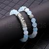 2Pcs 2 Style Natural Aquamarine Stretch Bracelets Set BJEW-SW00094-5