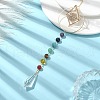 Natural & Synthetic Mixed Stone Bead & Brass Ring Pendant Decorations HJEW-TA00099-2