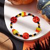 Halloween Dyed Synthetic Turquoise & Glass Beaded Stretch Bracelets BJEW-JB10602-2