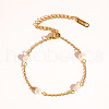 Simple and Elegant Stainless Steel & Natural Freshwater Pearl Link Chain Bracelets & Necklaces Set for Women FO7311-1-5
