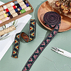 BENECREAT 6 Yards 2 Colors Ethnic Style Embroidery Flat Polyester Elastic Triangle Jacquard Rubber Cord/Band OCOR-BC0007-68-5