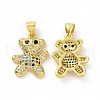 Brass Micro Pave Clear Cubic Zirconia Pendants ZIRC-F135-28G-03-1