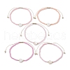 5Pcs 5 Colors Natural Shell Heart & Seed Braided Bead Bracelets Set BJEW-JB10039-02-1
