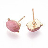 Natural Rhodonite Stud Earrings EJEW-N057-01G-2