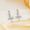 Elegant Brass Clear Cubic Zirconia Dragonfly Hoop Earrings FN5869-2-2