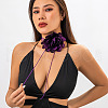 Retro Cloth Rose Flower Waxed Cord Wrap Choker Necklaces for Women WG01AE5-06-1