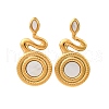 304 Stainless Steel Natural White Shell Stud Earrings EJEW-Z103-03G-02-4