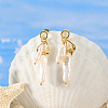 Mother's Day Jewellery Nuggets Natural Pearl Dangle Stud Earrings EJEW-G411-01G-2