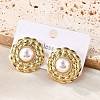 201 Stainless Steel Flat Round Stud Earrings EJEW-P304-06G-3