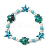 5Pcs Starfish & Turtle Synthetic Turquoise Dyed Beads Stretch Bracelets for Women BJEW-JB11920-3