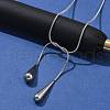 304 Stainless Steel Snake Chain Lariat Necklaces with Teardrop Ends NJEW-D300-02G-3