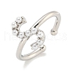 Rack Plating Brass Open Cuff Rings for Women RJEW-F162-01P-S-1