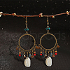 FIBLOOM 1 Pair Natural Shell & Synthetic Turquoise Chandelier Earrings EJEW-FI0001-84-7