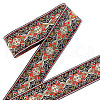 National Style Polyester Jacquard Flower Ribbon for Garment Accessories OCOR-WH0097-39A-1