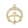 Brass Micro Pave Clear Cubic Zirconia Pendants FIND-B077-02G-08-1