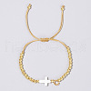 Brass Round Bead Braided Bead Bracelets VB3830-3-1