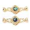 Brass Natural Paua Shell Fold Over Clasps KK-U059-29G-1