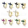 Brass Pave Cubic Zirconia Hoop Earrings EJEW-L269-121G-1